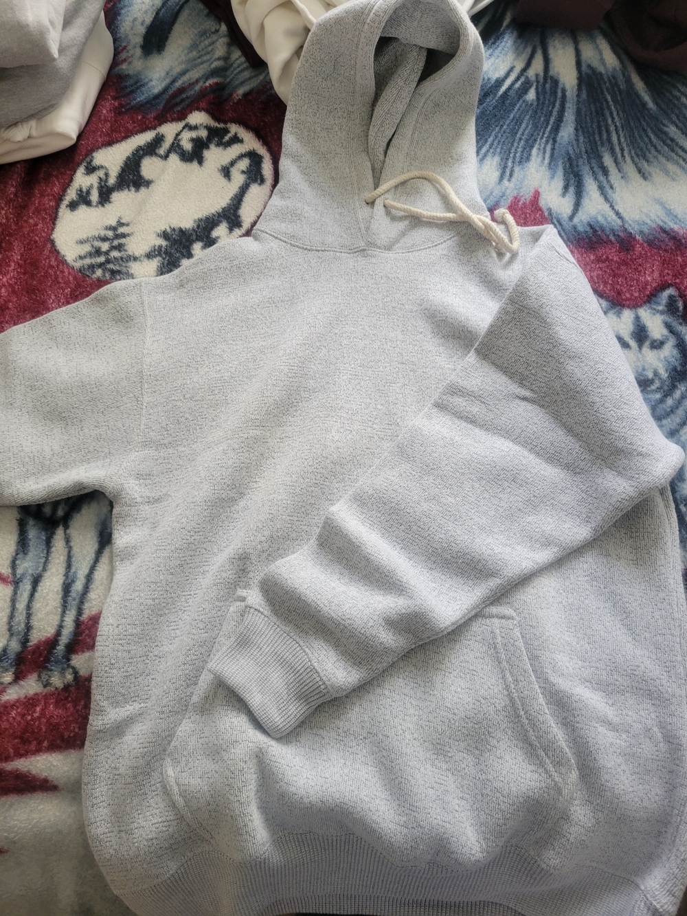 Light Gray Men's Terry Hoodie with Kangaroo Pocket